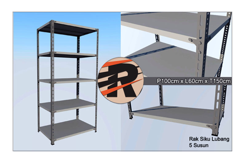Rak Besi Siku Lubang 1.5 Meter 5susun Ambalan 60x100 Rajarak