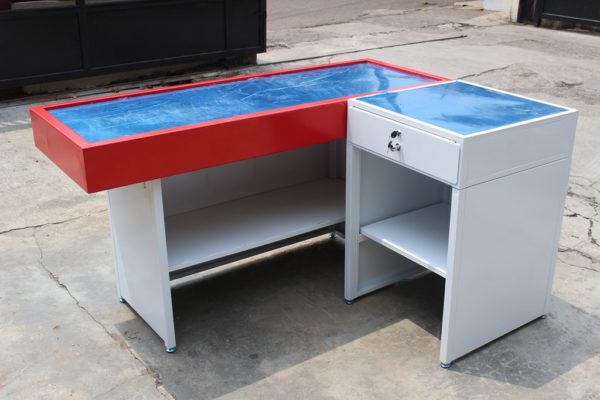 MEJA KASIR TOKO MINIMARKET SWALAYAN BAHAN BESI TIPE MK-05 SK-150 | RAJA RAK INDONESIA