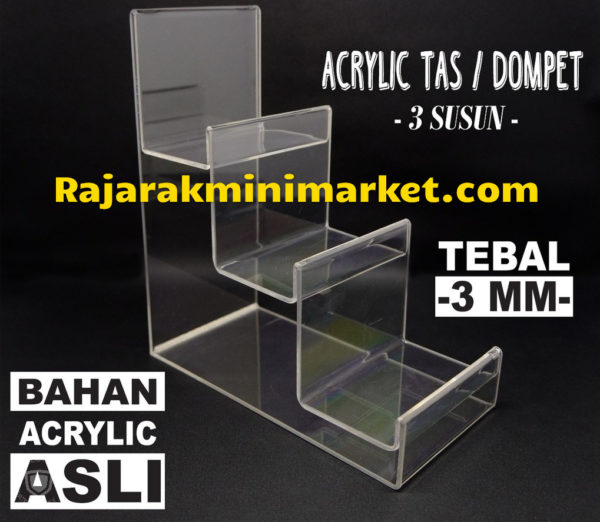 DISPLAY ACRYLIC - AKRILIK DISPLAY TAS / DOMPET 3 SUSUN