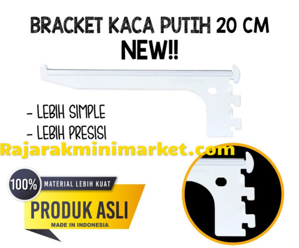 BRACKET KACA PUTIH 20 CM - SIKU PENYANGGA RAK BRAKET