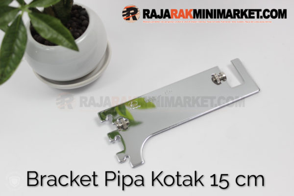 Daun Bracket Pipa Kotak Panjang 15 cm CHROME - Bracket Pipa Kotak H 15