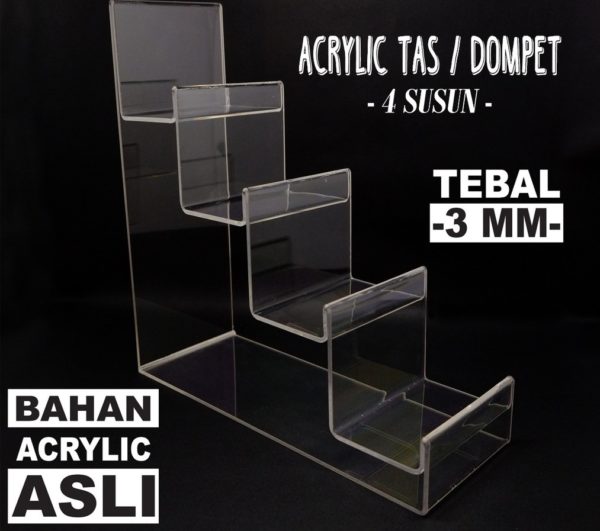DISPLAY ACRYLIC - AKRILIK DISPLAY TAS / DOMPET 4 SUSUN