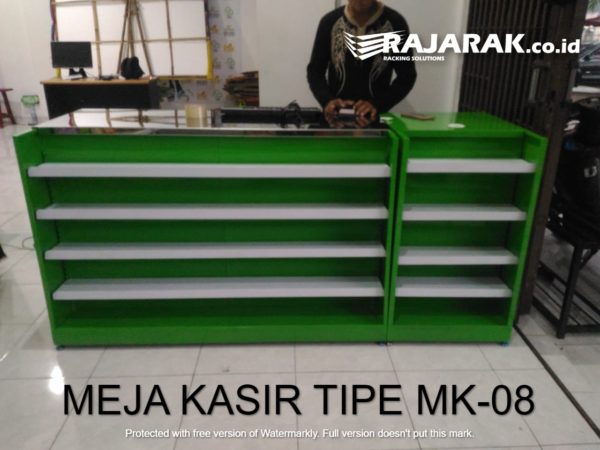 Meja Kasir Toko Dengan Shelving Depan Tipe MK-08
