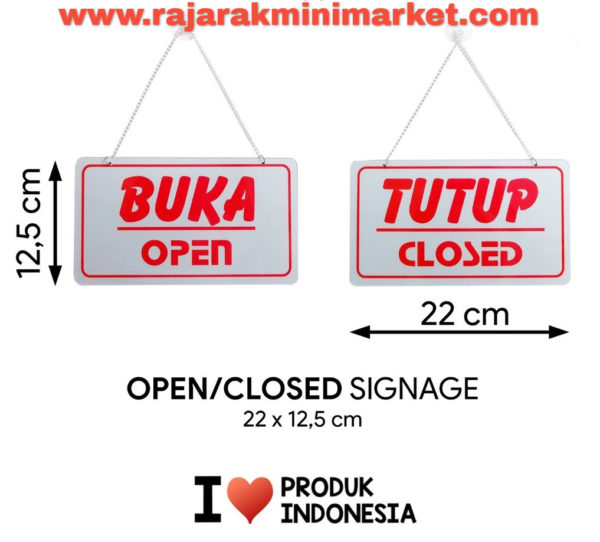 SIGNAGE - LOGO PERINGATAN BUKA TUTUP / OPEN CLOSED 22x12,5 CM