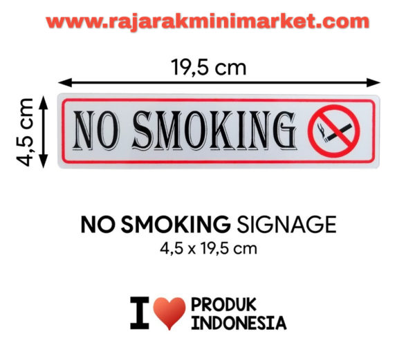 SIGNAGE / LOGO PERINGATAN NO SMOKING 4,5x19,5 CM