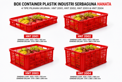 BOX CONTAINER PLASTIK INDUSTRI SERBAGUNA HANATA TIPE HNT 2001, 2002, 2003, 2004