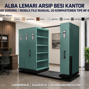 ALBA LEMARI ARSIP BESI KANTOR GESER DORONG / MOBILE FILE MANUAL 20 KOMPARTEMEN TIPE MF 4-22: Solusi Penyimpanan Arsip Modern yang Hemat Ruang, Rapi, dan Profesional